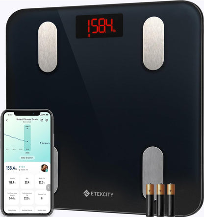 Etekcity Smart Scale for Body Weight, Body Fat and BMI, FSA Eligible | HSA Eligible, Bathroom Scale with Muscle Mass, Accurate Bluetooth App Sync, LED Display and Tempered Glass