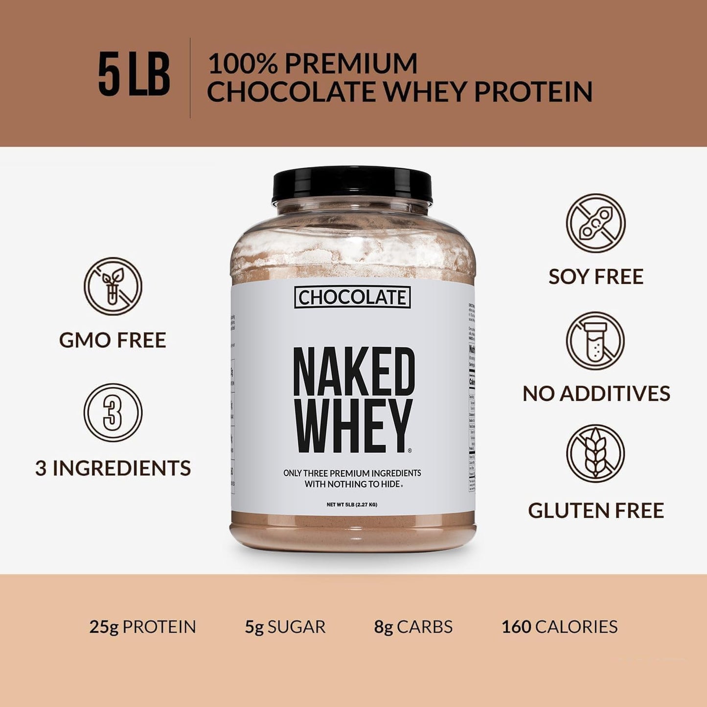 NAKED Whey 1Lb - Only 1 Ingredient, Grass Fed Whey Protein Powder, NSF Certified, Undenatured, No Gmos, No Soy, Gluten Free, Stimulate Growth, Enhance Recovery - 15 Servings