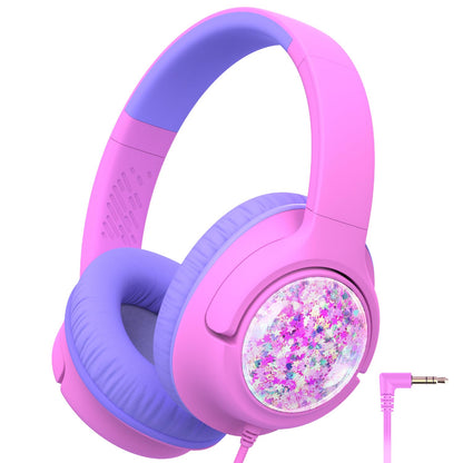 iClever C371 Kids Headphones with Cord for School Boys Girls Travel Gift | SafeSound Tech3.0, Stereo Sound, 3.5mm Jack, Foldable, Durable Headband, Safe Wired Headphones for Kids, Powder Blue