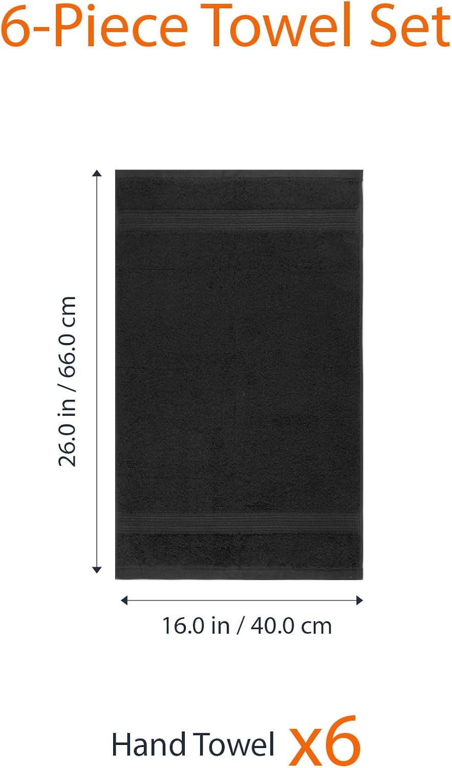 Amazon Basics 6-Piece Oversized Fade-Resistant Towel Set, 100% Cotton, Highly Absorbent, Soft, Teal, 2 Bath Towels, 2 Hand Towels, 2 Washcloths