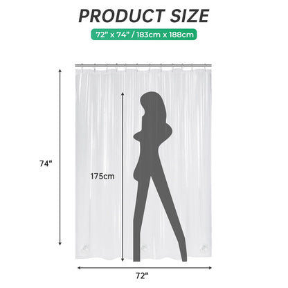 AmazerBath Plastic Shower Curtain Clear Premium PEVA, Clear Shower Curtain Heavy Duty 8G, Weighted Shower Curtains for Bathroom Accessories with 3 Big Stones and 12 Rustproof Grommets, 72x72 Inches