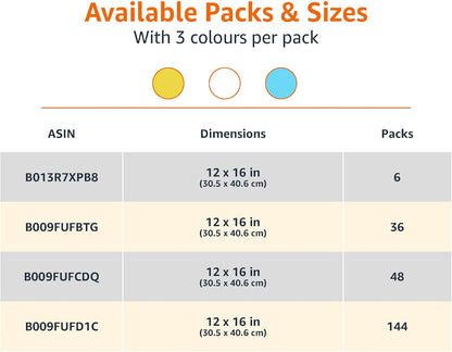 Amazon Basics Microfiber Cleaning Cloths, Ultra Absorbent, Lint Free, Streak Free, Non-Abrasive, Reusable and Washable, 16" x 12", Blue/White/Yellow, Pack of 24