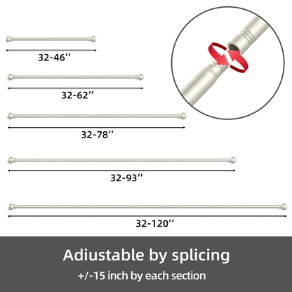GXOACKJ Curtain Rods for windows 32-48 inch, 5/8 inch Decorative Curtain Rod Set, Matte Black Splicing Heavy Duty Metal Curtain Rod with Brackets
