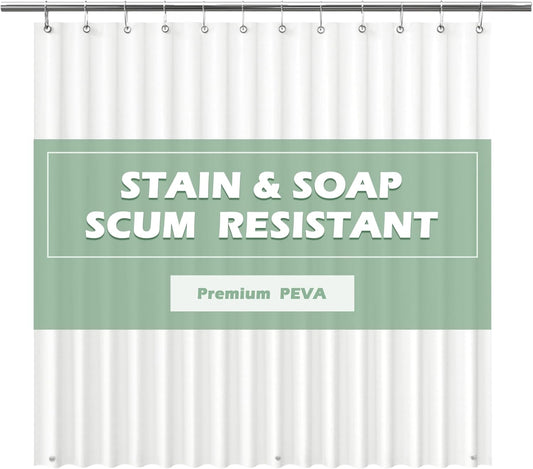 EHZNZIE White Shower Curtain Liner 72x72, PEVA Waterproof Bath Curtain, No Chemical Smell, 3 Weighted Magnets, Durable with Rustproof Metal Grommets