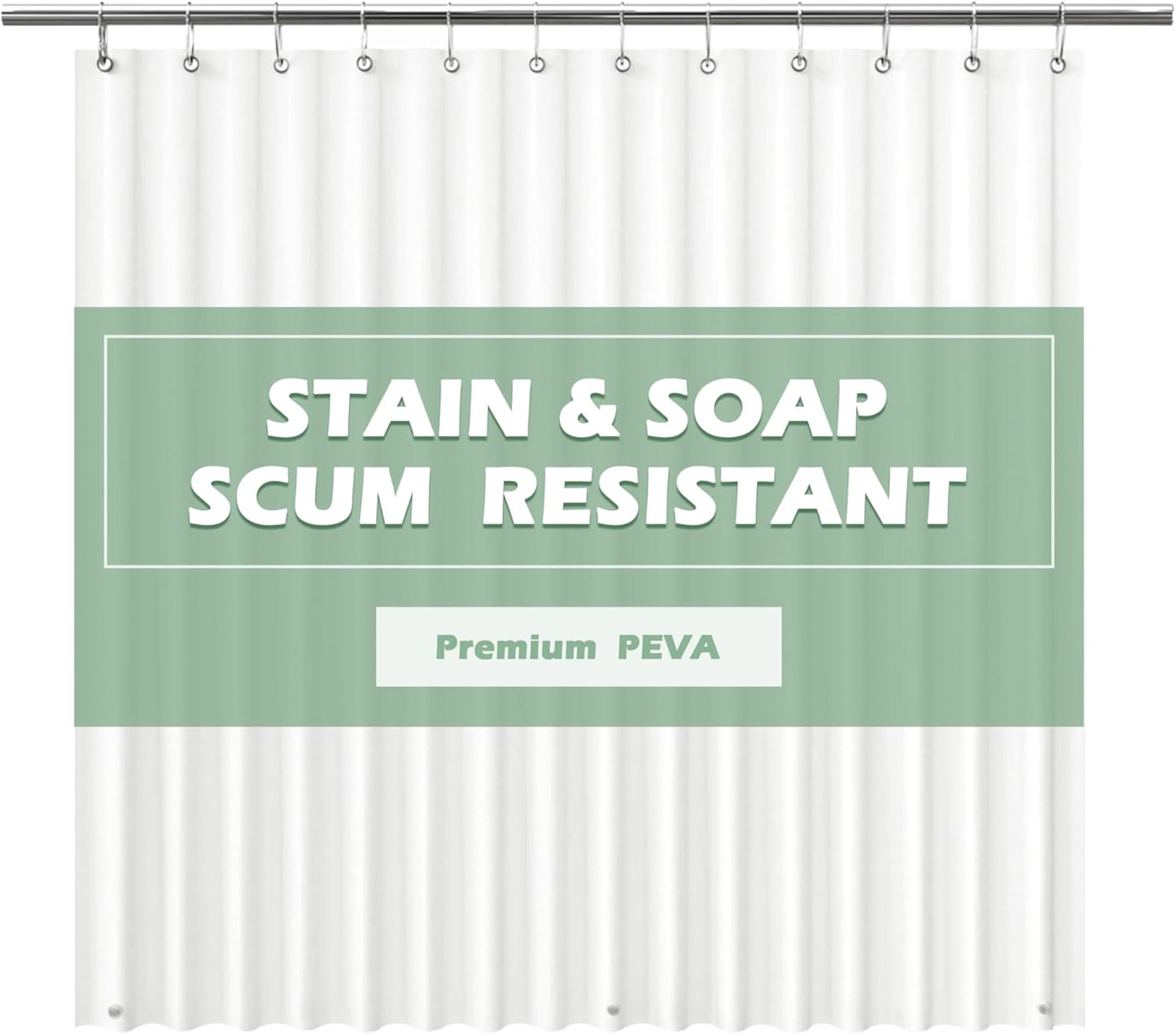 EHZNZIE White Shower Curtain Liner 72x72, PEVA Waterproof Bath Curtain, No Chemical Smell, 3 Weighted Magnets, Durable with Rustproof Metal Grommets