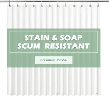 EHZNZIE White Shower Curtain Liner 72x72, PEVA Waterproof Bath Curtain, No Chemical Smell, 3 Weighted Magnets, Durable with Rustproof Metal Grommets