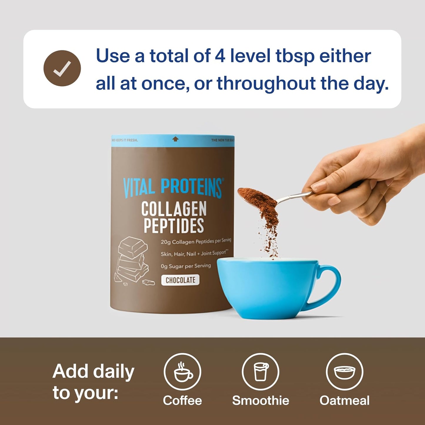 Vital Proteins Collagen Peptides Powder, Unflavored, 9.33oz | Grass-Fed Collagen Peptides, Supports Hair Skin & Nails, Bones & Joints, 13 Servings