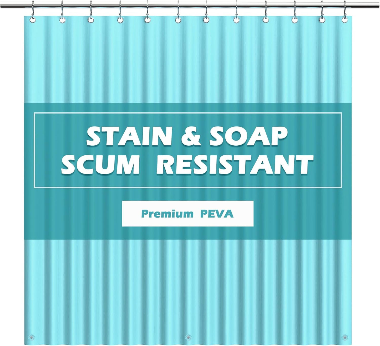 EHZNZIE White Shower Curtain Liner 72x72, PEVA Waterproof Bath Curtain, No Chemical Smell, 3 Weighted Magnets, Durable with Rustproof Metal Grommets