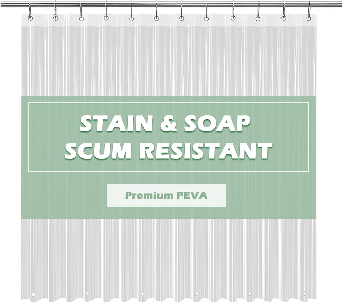 EHZNZIE White Shower Curtain Liner 72x72, PEVA Waterproof Bath Curtain, No Chemical Smell, 3 Weighted Magnets, Durable with Rustproof Metal Grommets