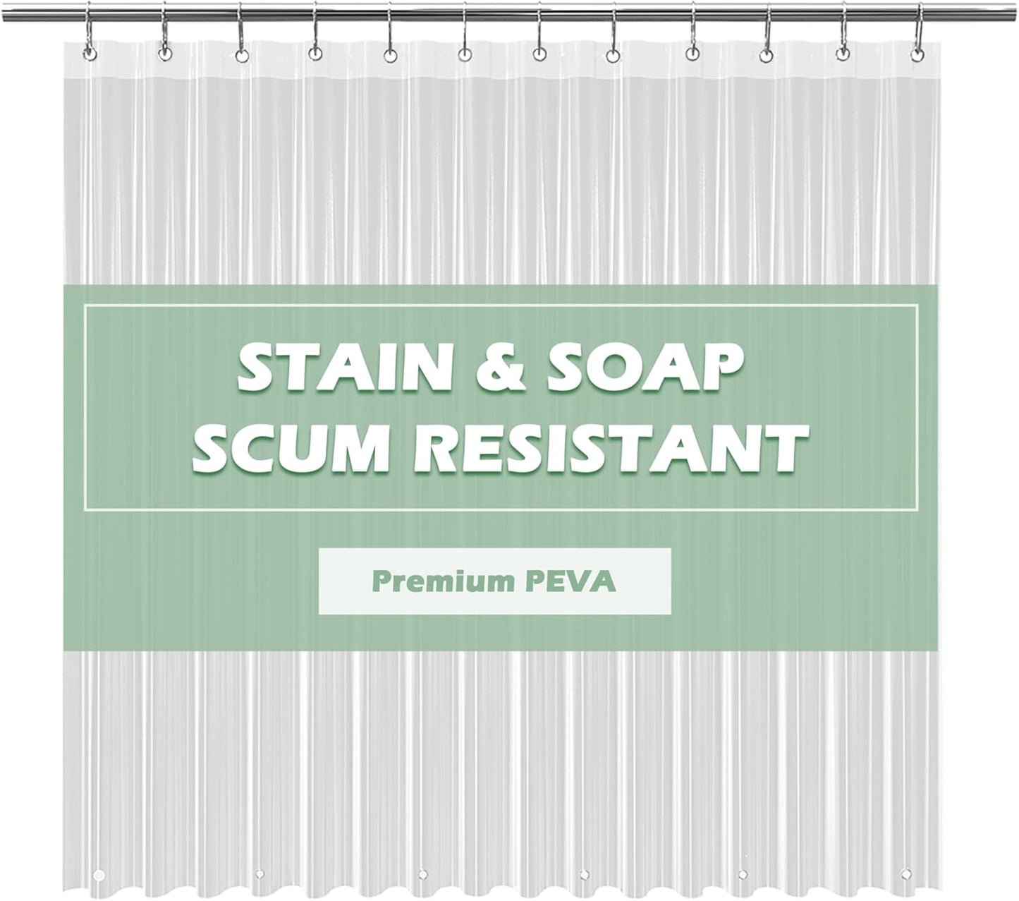 EHZNZIE White Shower Curtain Liner 72x72, PEVA Waterproof Bath Curtain, No Chemical Smell, 3 Weighted Magnets, Durable with Rustproof Metal Grommets