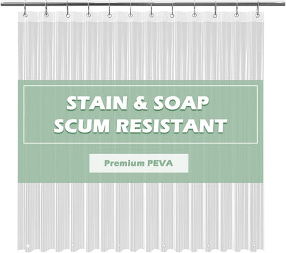 EHZNZIE White Shower Curtain Liner 72x72, PEVA Waterproof Bath Curtain, No Chemical Smell, 3 Weighted Magnets, Durable with Rustproof Metal Grommets