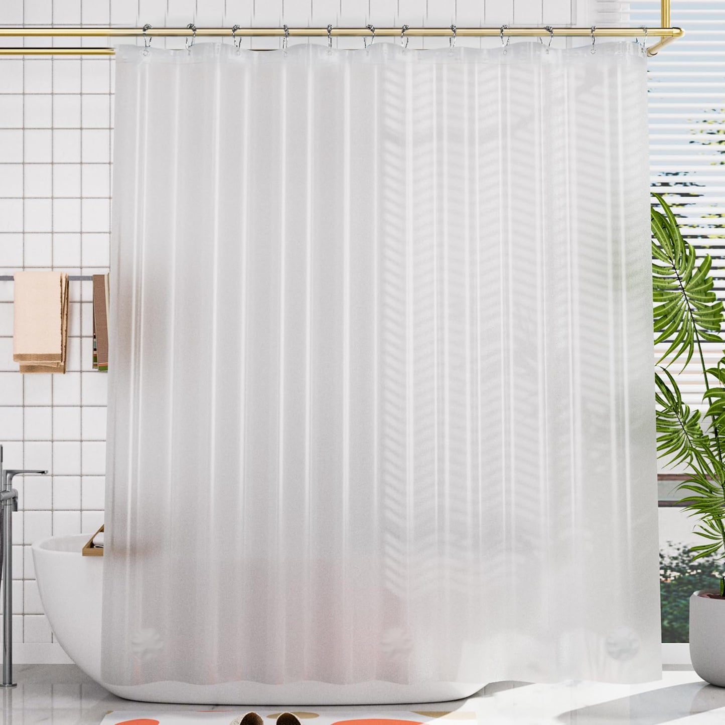 AmazerBath Plastic Shower Curtain Clear Premium PEVA, Clear Shower Curtain Heavy Duty 8G, Weighted Shower Curtains for Bathroom Accessories with 3 Big Stones and 12 Rustproof Grommets, 72x72 Inches