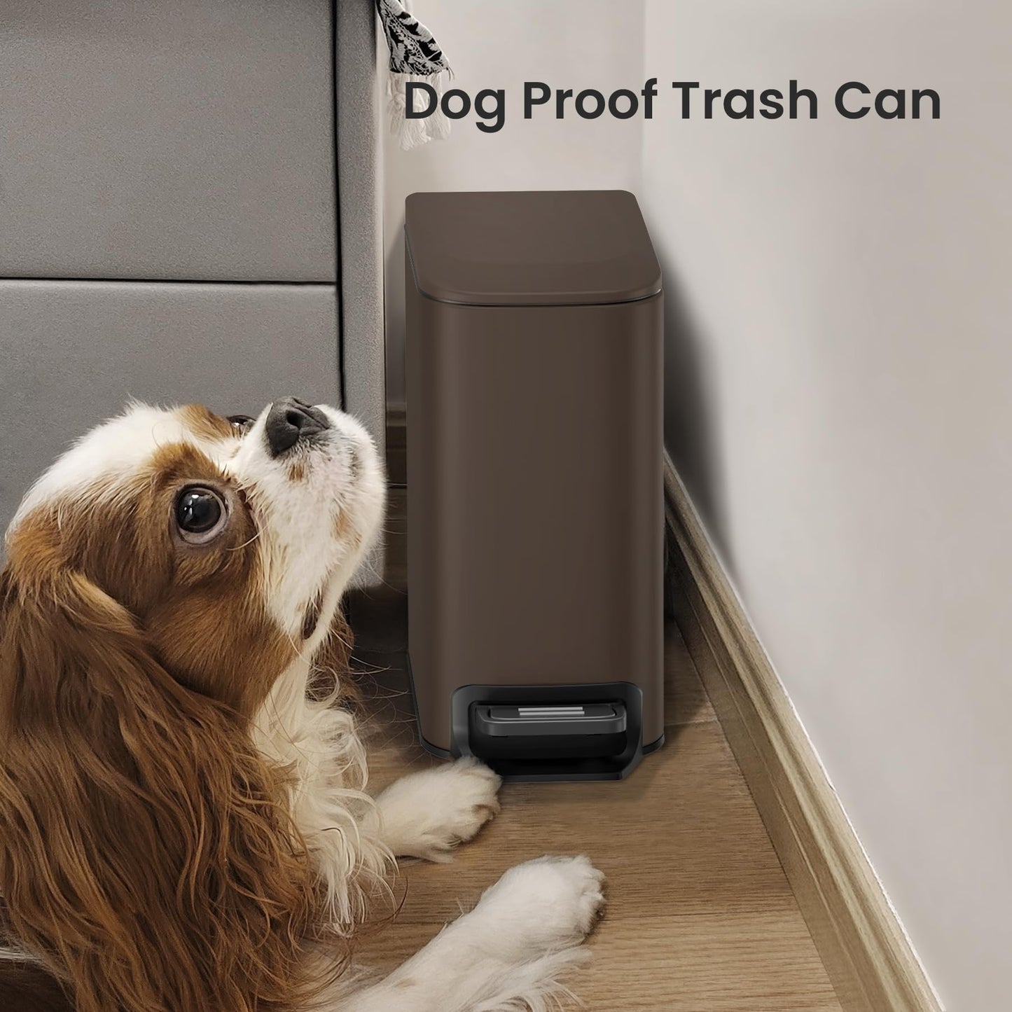 Cesun Small Bathroom Trash Can with Lid, 1.6 Gal, Soft Close, Sage Green | Step pedal soft close, Slim 5.9in fits narrow spaces, Stainless steel, Anti-fingerprint, Removable inner bucket, Odor seal