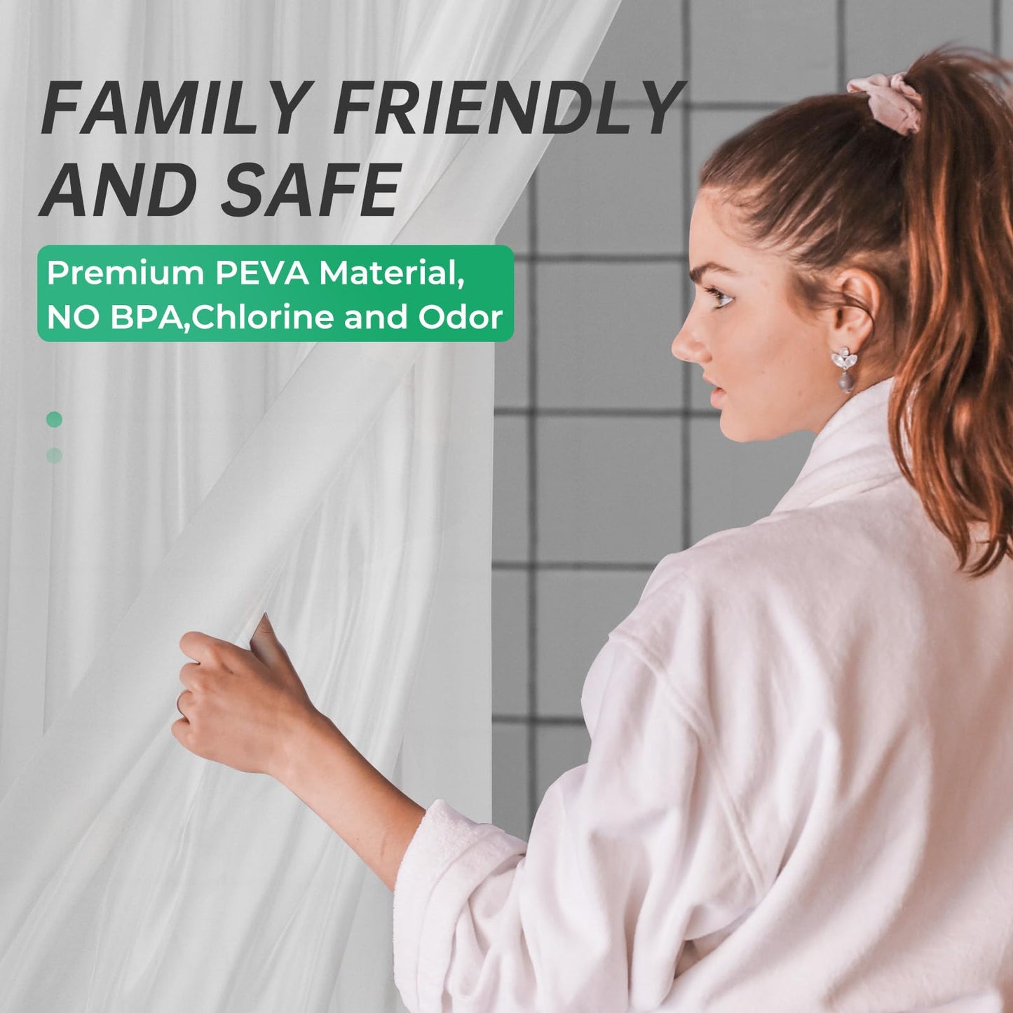 AmazerBath Plastic Shower Curtain Clear Premium PEVA, Clear Shower Curtain Heavy Duty 8G, Weighted Shower Curtains for Bathroom Accessories with 3 Big Stones and 12 Rustproof Grommets, 72x72 Inches