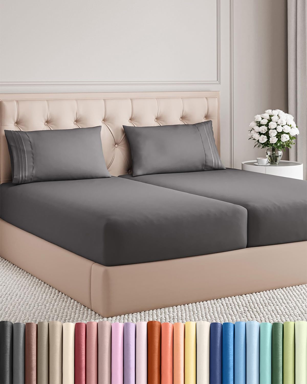 Twin XL 3 Piece Sheet Set - College Dorm Room Essentials - White | Deep Pocket Bed Sheets for Women, Men, Teens & Students, Soft, Cooling, Breathable & Wrinkle Free, Oeko-Tex Bed Sheet Set
