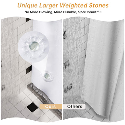 AmazerBath Plastic Shower Curtain Clear Premium PEVA, Clear Shower Curtain Heavy Duty 8G, Weighted Shower Curtains for Bathroom Accessories with 3 Big Stones and 12 Rustproof Grommets, 72x72 Inches