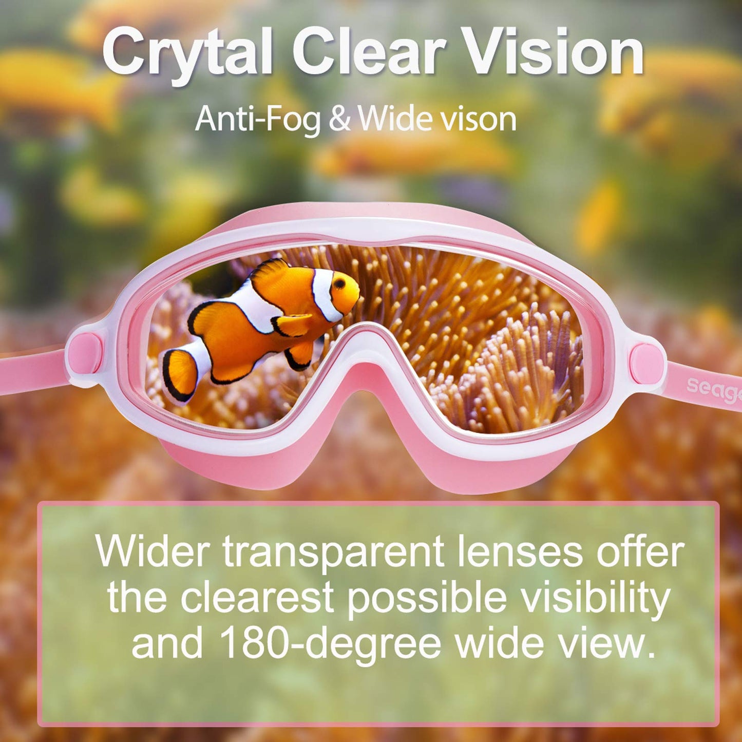 Seago Swim Goggles 2 Pack Anti-Fog Anti-UV Wide View Swimming Goggles for Kids 3-14
