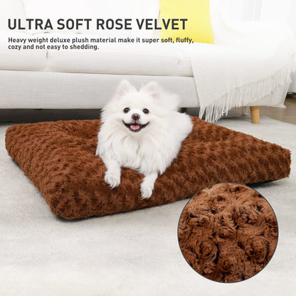 KSIIA Washable Dog Bed Medium Size Dog Crate Bed Plush Pet Mat 35"x23" Gray | Deluxe Plush Comfy Kennel Pad, Anti-Slip Bottom,Deep Sleeping Mat for Medium Dogs,Machine Washable for Easy Cleaning