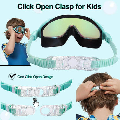 Seago Swim Goggles 2 Pack Anti-Fog Anti-UV Wide View Swimming Goggles for Kids 3-14