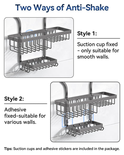 Never Rust Shower Caddy Hanging, Aluminum Shower Racks for Inside Shower, 3-Tier Shower Organizer Hanging Over Shower Head with Hooks and Soap Holder, Rose Gold