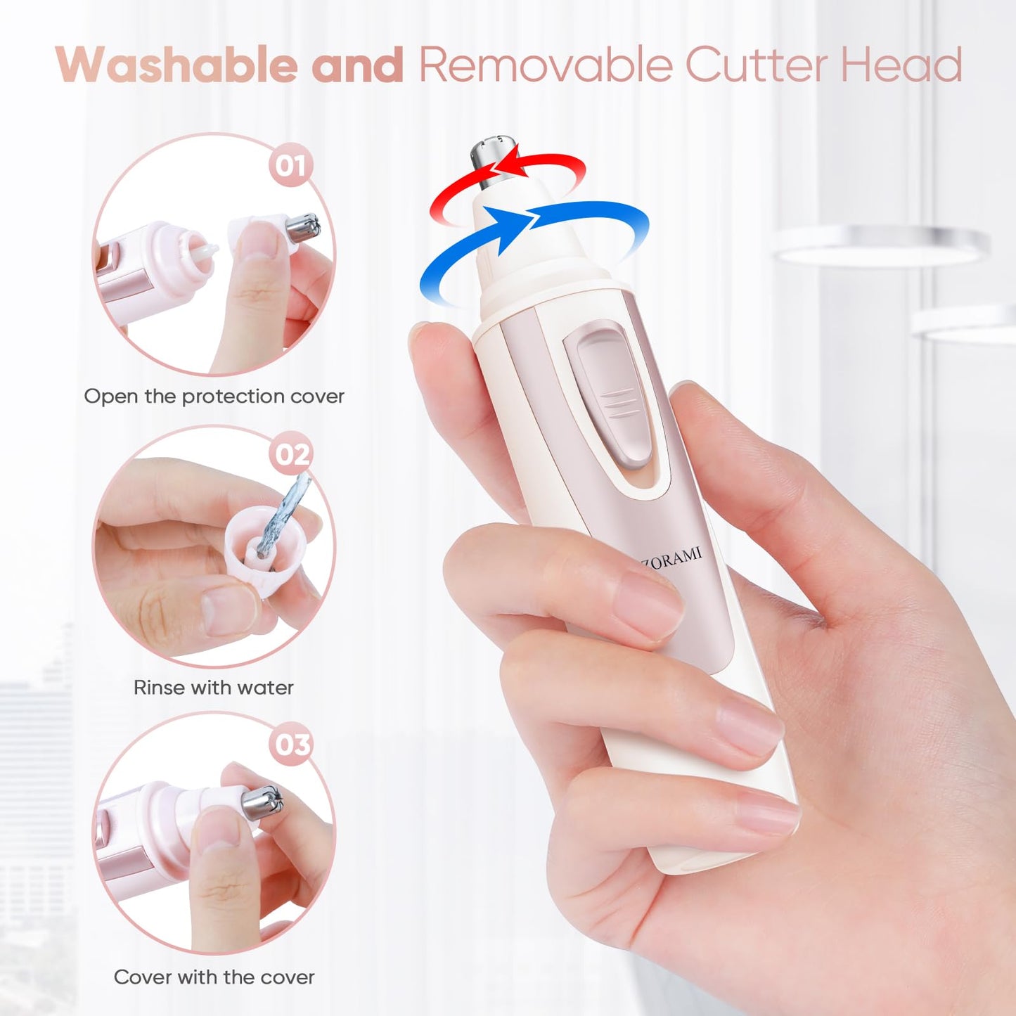 Ear and Nose Hair Trimmer Clipper - 2026 Professional Painless Eyebrow & Facial Hair Trimmer for Men Women,Battery-Operated Trimmer with IPX7 Waterproof,Dual Edge Blades for Easy Cleansing Black