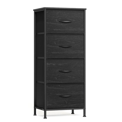 SONGMICS BELLAH Collection - Dresser for Bedroom, Chest of Drawers, Storage Organizer Unit, Closet, Entryway, Steel, 4 Drawers, Modern, Ink Black and Ebony Black ULGS314B01S