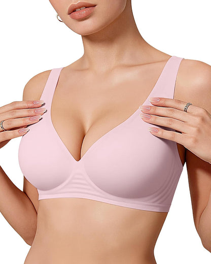 OEAK Womens Jelly Bras Wireless Deep V Bralette Comfy Push Up Tshirt Bras | Comfortable,support and lift,no underwire,bralettes,plunge,full coverage,invisible,balconette,minimizer,no show,soft