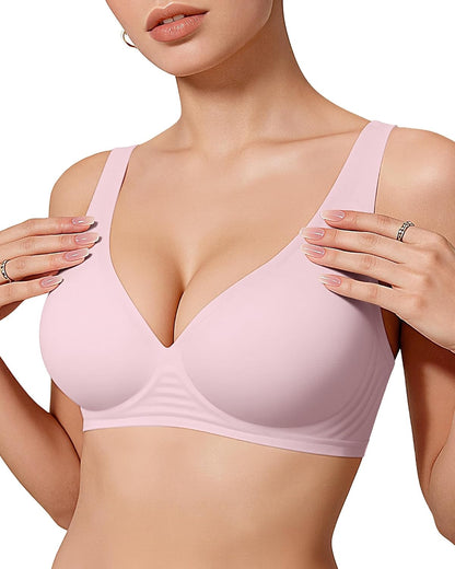 OEAK Womens Jelly Bras Wireless Deep V Bralette Comfy Push Up Tshirt Bras | Comfortable,support and lift,no underwire,bralettes,plunge,full coverage,invisible,balconette,minimizer,no show,soft