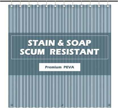 EHZNZIE White Shower Curtain Liner 72x72, PEVA Waterproof Bath Curtain, No Chemical Smell, 3 Weighted Magnets, Durable with Rustproof Metal Grommets