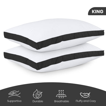 Utopia Bedding Gusset Bed Pillow, Hotel Pillows Queen Size Set of 2, White | Cotton Blended Down alternative pillows for sleeping, soft fluffy cooling comfort for Back, side & stomach sleepers, 2 pack