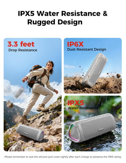 Bluetooth Speaker, 20W HD Sound, Portable Wireless, IPX5 Waterproof, Up to 24H Playtime, TWS Pairing, for Home/Party/Outdoor/Camping/Beach Essentials, Electronic Gadgets, Birthday Gift (Black)