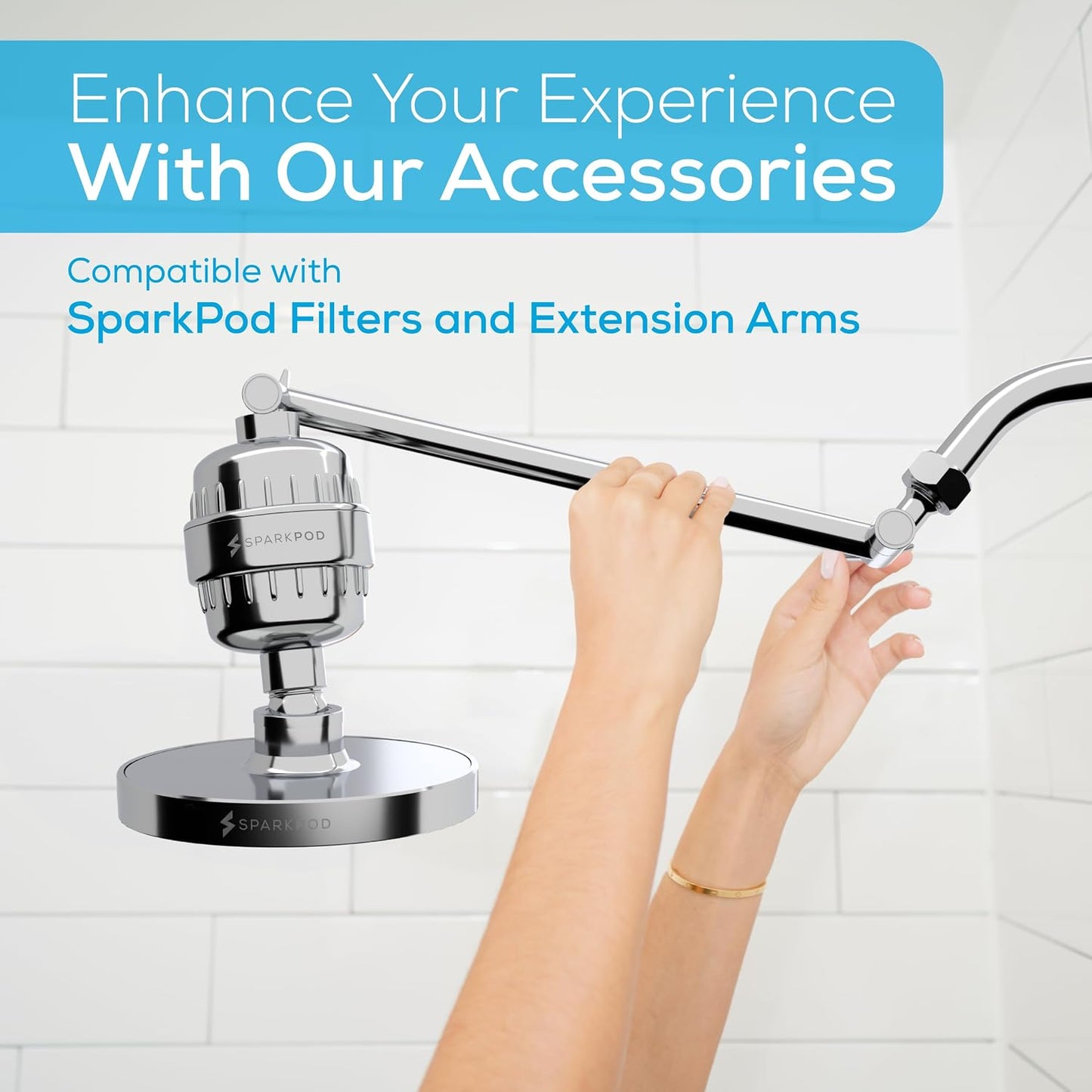 SparkPod Rain Shower Head, 6 Inch Round, Luxury Polished Chrome Finish | High Pressure Shower Heads, 90 Nozzles, Adjustable Showerhead, No Tools Needed, Universal Connection