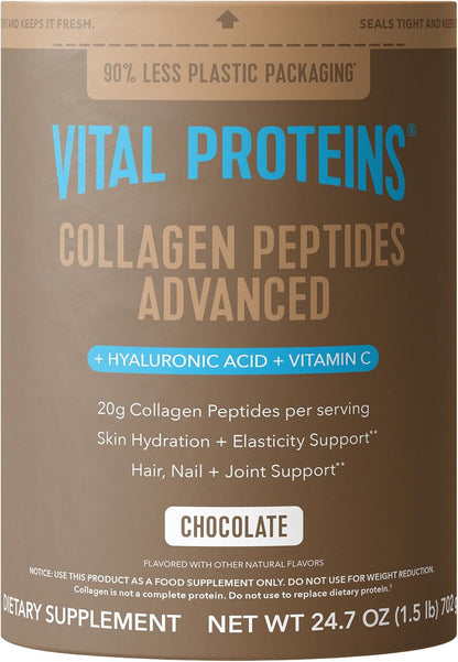 Vital Proteins Collagen Peptides Powder Advanced, Unflavored, 20oz | Hyaluronic Acid & Vitamin C, Supports Hair Skin & Nails, Collagen Peptides, 27 Servings