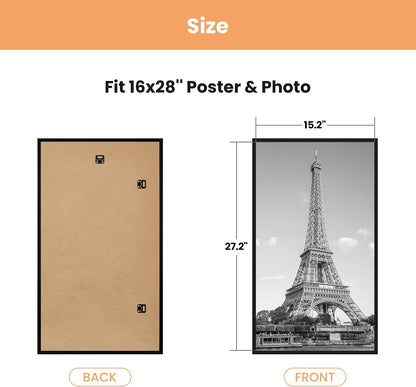 upsimples 12x16 Poster Frame, Easy Slide-In Assembly, Black, 3 Pack | Gallery Wall 12 x 16 Picture Frames Set for Family, Wedding, Christmas, Easy to Change Photos
