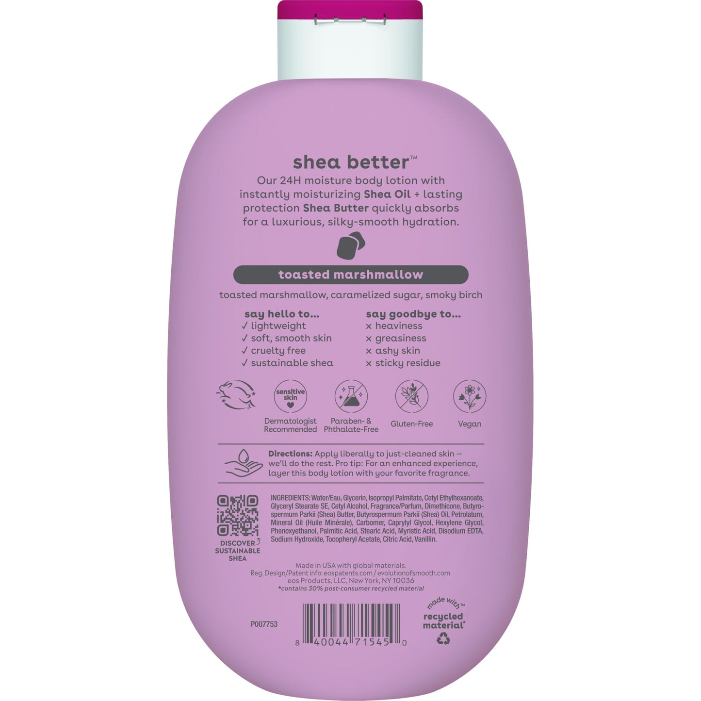 eos Shea Better Body Lotion- Vanilla Cashmere, 24-Hour Moisture, 16 fl oz