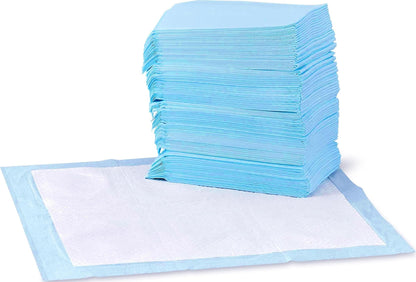 Amazon Basics Leak-Proof Dog and Puppy Potty Training Pee Pads with Quick-Dry 5-Layer Super Absorbent Design, Regular Size 22 x 22 inch, Blue & White, 100 Count