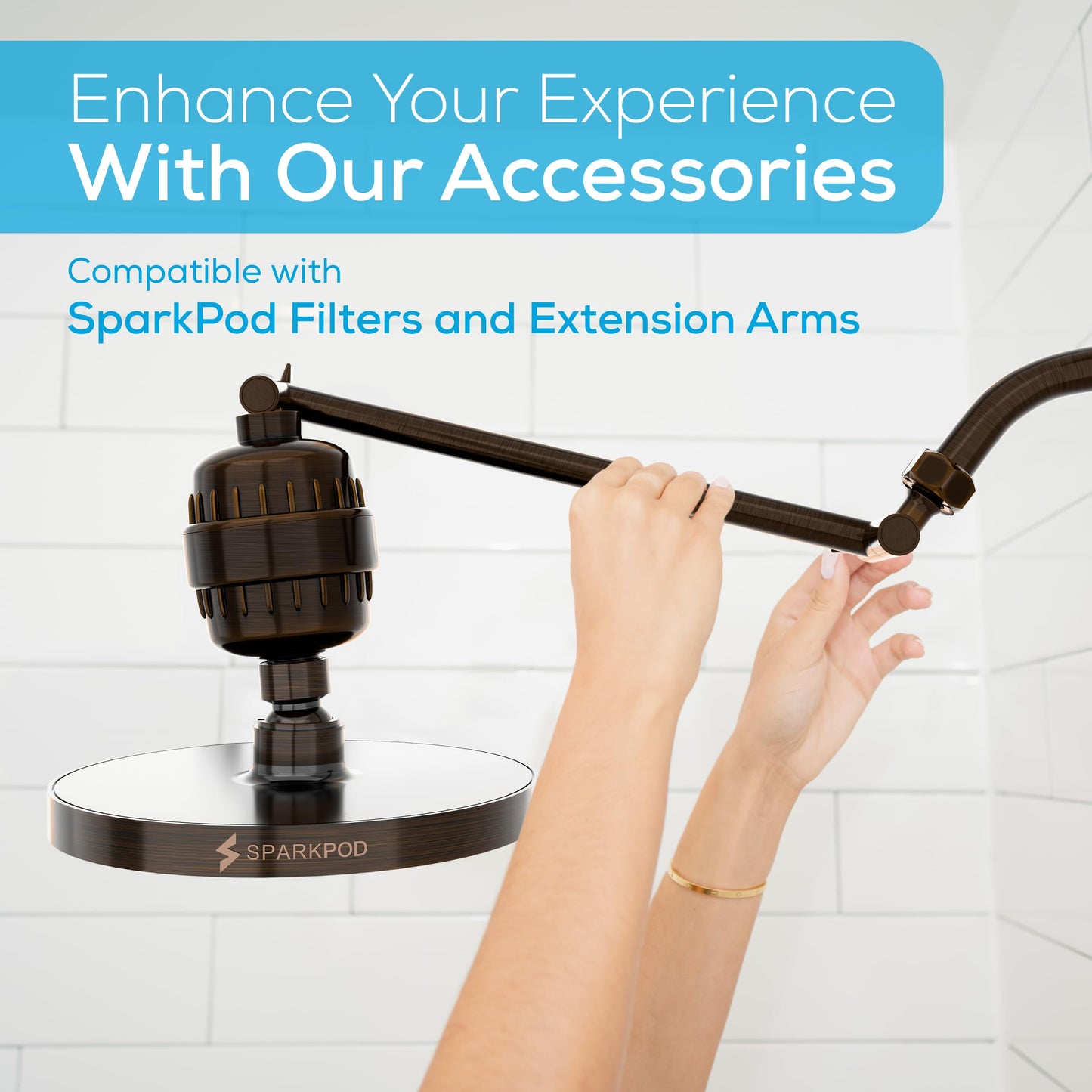 SparkPod Rain Shower Head, 6 Inch Round, Luxury Polished Chrome Finish | High Pressure Shower Heads, 90 Nozzles, Adjustable Showerhead, No Tools Needed, Universal Connection