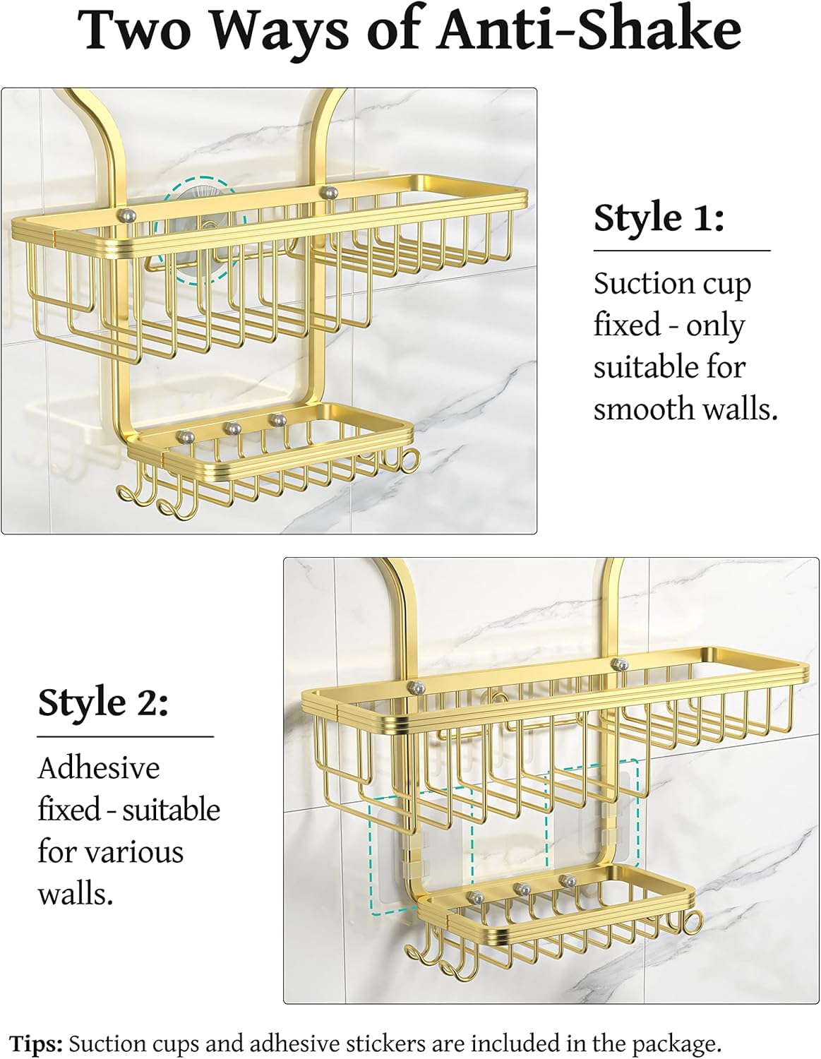 Never Rust Shower Caddy Hanging, Aluminum Shower Racks for Inside Shower, 3-Tier Shower Organizer Hanging Over Shower Head with Hooks and Soap Holder, Rose Gold