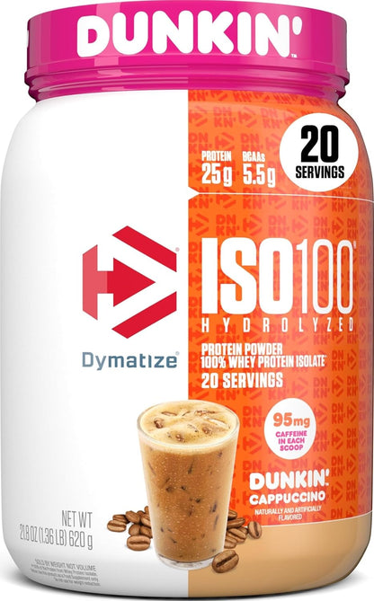 Dymatize ISO100 Protein Powder, 100% Whey Isolate, Cookies & Cream | 25g Protein, Hydrolyzed, Fast-Absorbing, Supports Muscle Health, 5.5g BCAAs, Gluten-Free, 20 Servings, 1.3 lb