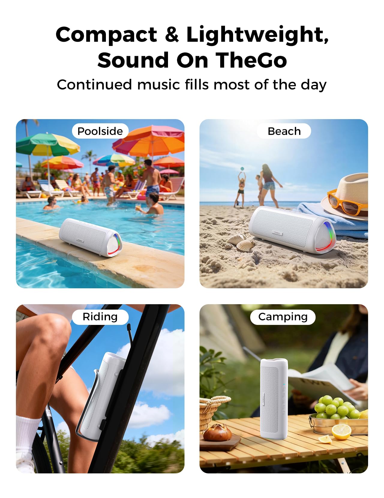 Bluetooth Speaker, 20W HD Sound, Portable Wireless, IPX5 Waterproof, Up to 24H Playtime, TWS Pairing, for Home/Party/Outdoor/Camping/Beach Essentials, Electronic Gadgets, Birthday Gift (Black)