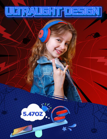 iClever C371 Kids Headphones with Cord for School Boys Girls Travel Gift | SafeSound Tech3.0, Stereo Sound, 3.5mm Jack, Foldable, Durable Headband, Safe Wired Headphones for Kids, Powder Blue