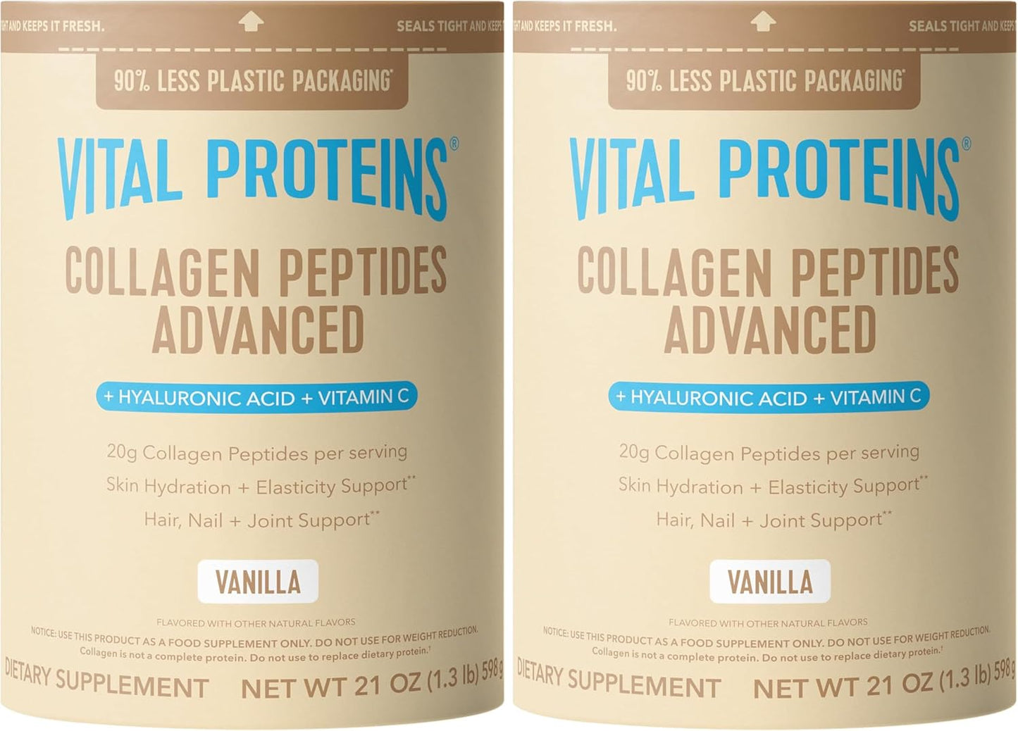 Vital Proteins Collagen Peptides Powder Advanced, Unflavored, 20oz | Hyaluronic Acid & Vitamin C, Supports Hair Skin & Nails, Collagen Peptides, 27 Servings