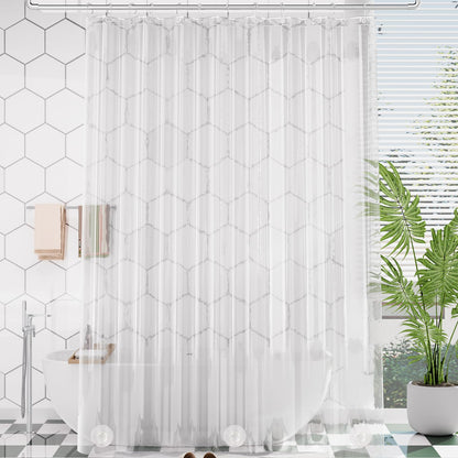 AmazerBath Plastic Shower Curtain Clear Premium PEVA, Clear Shower Curtain Heavy Duty 8G, Weighted Shower Curtains for Bathroom Accessories with 3 Big Stones and 12 Rustproof Grommets, 72x72 Inches