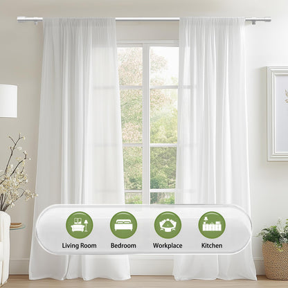 Curtain Rods 30-60 Inch, Adjustable Black Curtain Rods for Windows 2 Pack | 5/8" Diameter for 30-54 Inch Windows, Spliced Window Treatment Rod with Brackets, Long Small Rod for Bedroom, Living Room