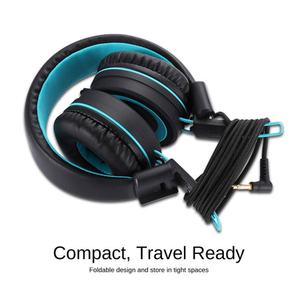 noot products K11 Kids Headphones with Wired Cord 3.5mm Jack Navy/Teal | 5ft Long Cord, Tangle Free, Foldable, Plug in On-Ear Headset for School, Classroom, Boys, Girls, Toddler Laptop Travel Tablet