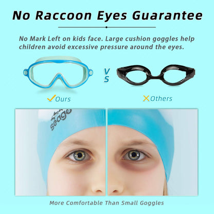 Seago Swim Goggles 2 Pack Anti-Fog Anti-UV Wide View Swimming Goggles for Kids 3-14