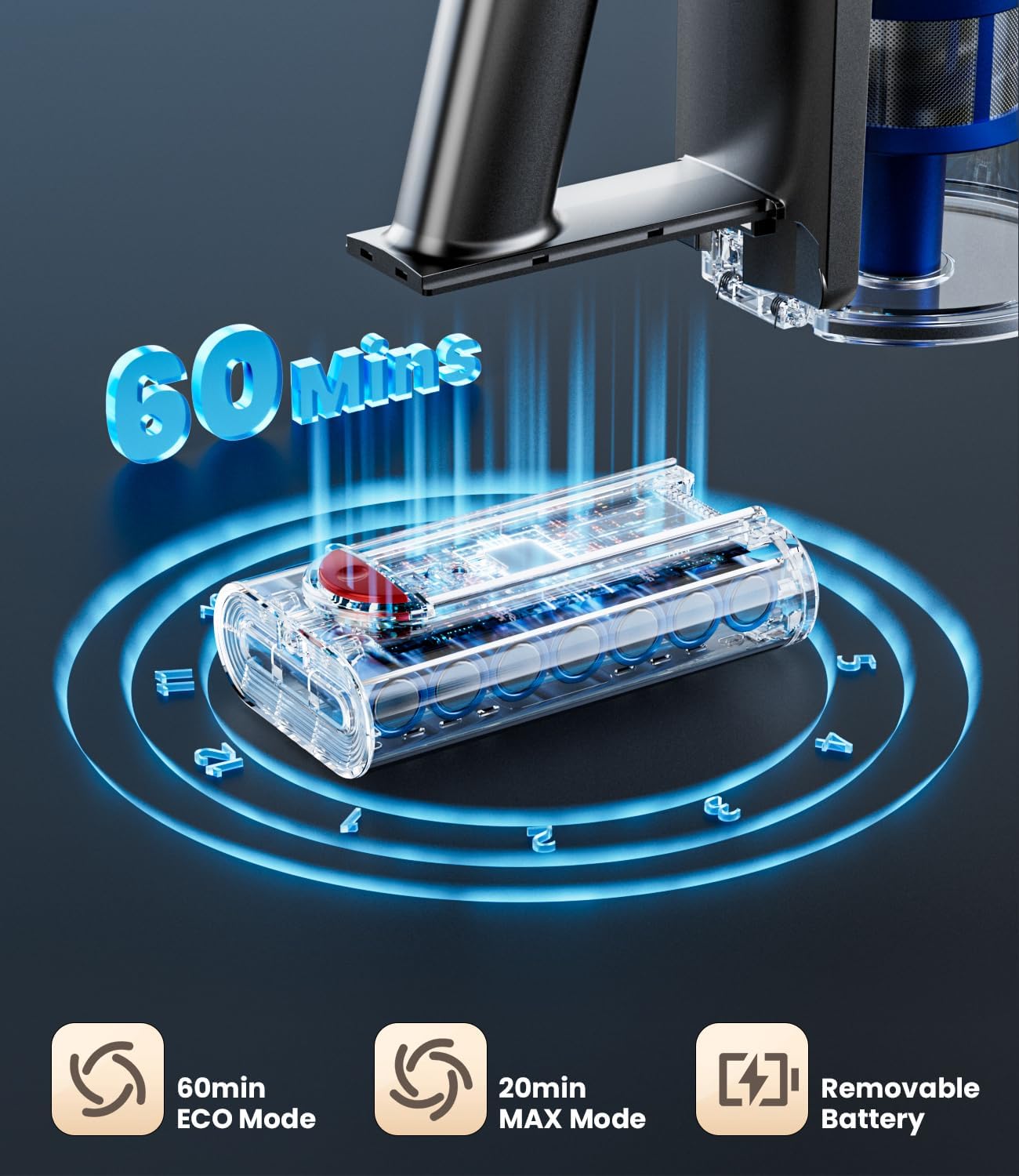 KARDV Cordless Vacuum Cleaner, 500W/40Kpa Vacuum Cleaners for Home, 60Mins Stick Vacuum with LED Display, Anti-Tangle & Wall Mount Charging, 8 in 1 Lightweight Vacuum for Hard Floors Carpet Pet Hair