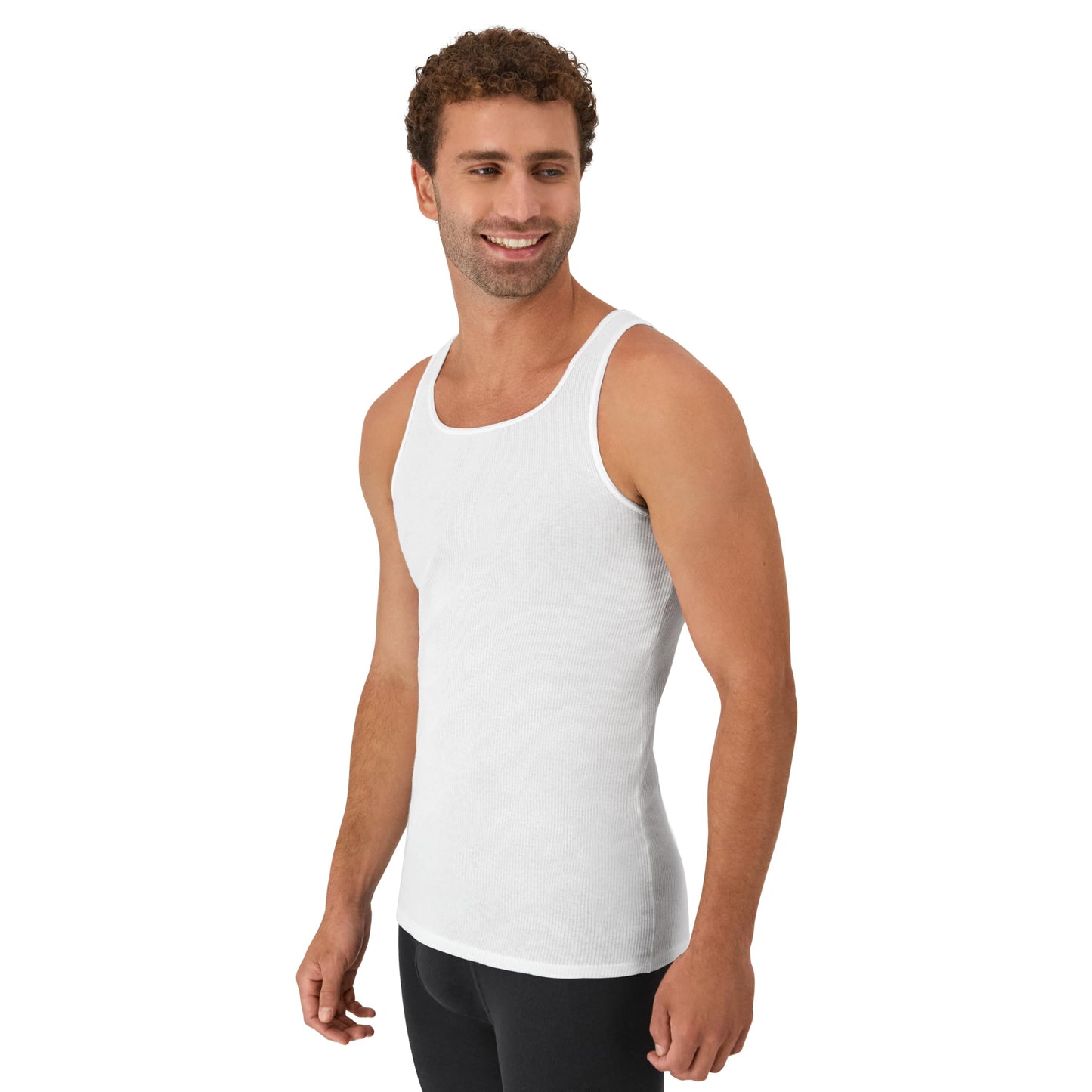 Hanes Men's Tank Undershirt Pack, Cotton Tank Undershirt, Moisture-Wicking, Breathable, White or Grey/Black, Multi-Pack