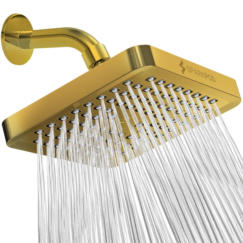 SparkPod Rain Shower Head, 6 Inch Round, Luxury Polished Chrome Finish | High Pressure Shower Heads, 90 Nozzles, Adjustable Showerhead, No Tools Needed, Universal Connection