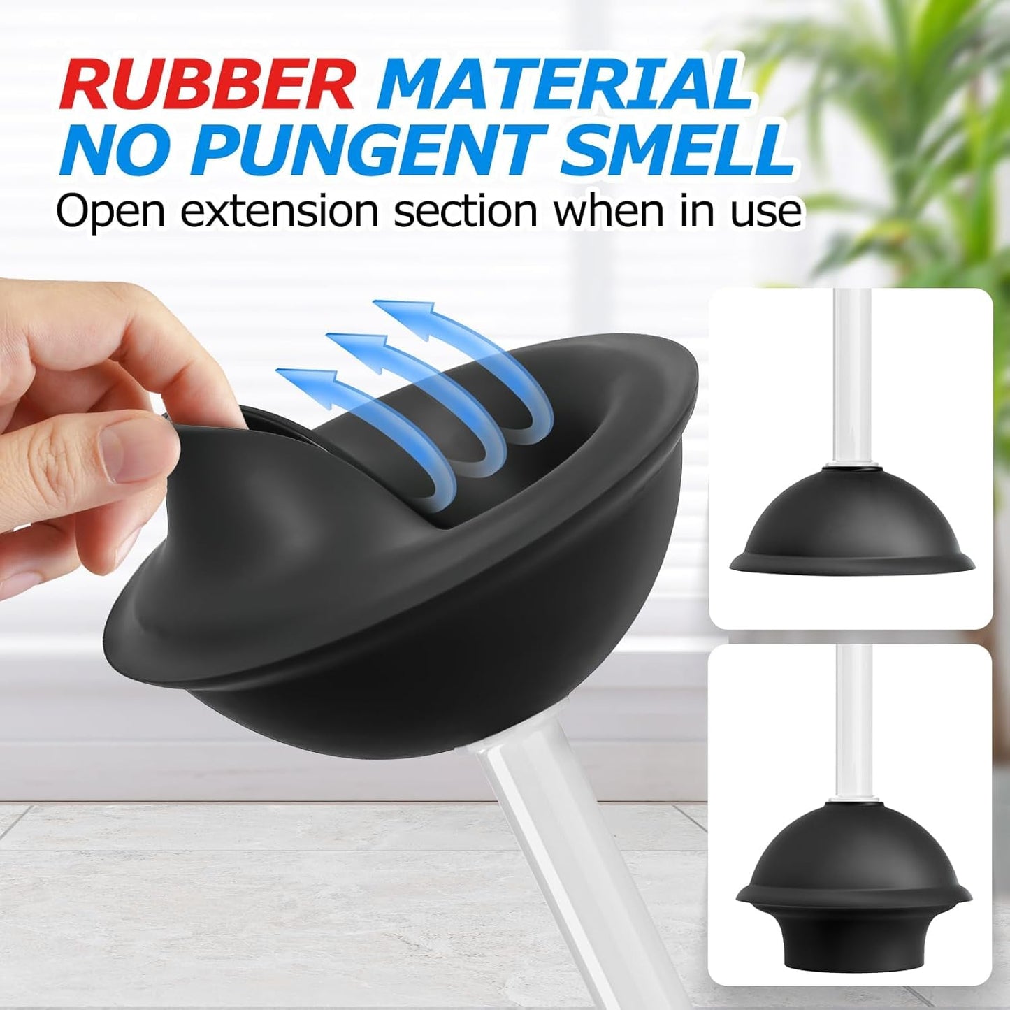 FORASTO 2in1 Toilet Brush and Plunger Set - Bathroom Bowl Holder Combo | 21" Extended, Apartment Must Haves, Accessories Decor, Essentials, New Home Storage, Scrubbing Tools, Washing Supplies, Black